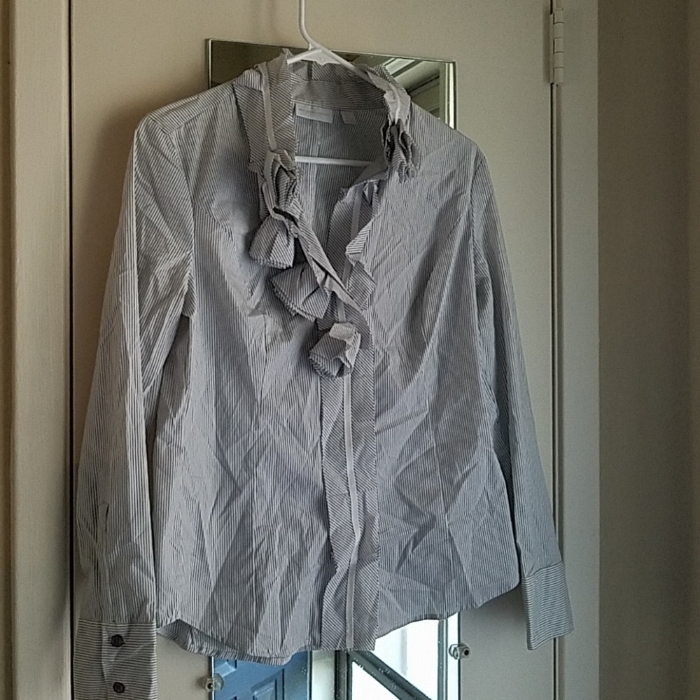 New York & Company Striped Stretch Blouse